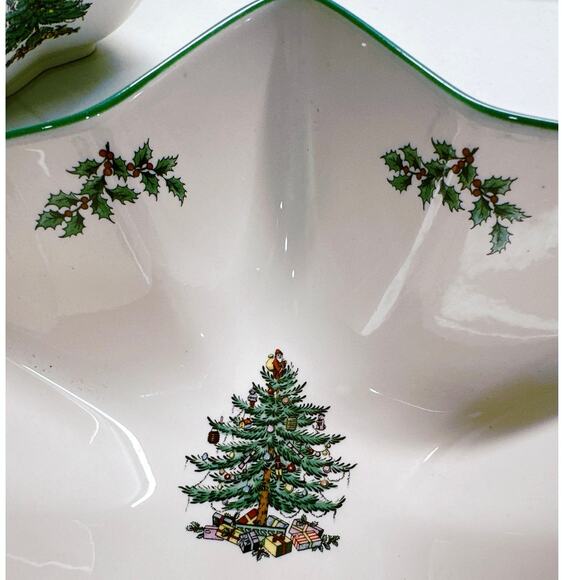 Set 4 Spode Christmas Tree Star Dip Bowl England VTG S3324-A4 2 - Picture 5 of 8
